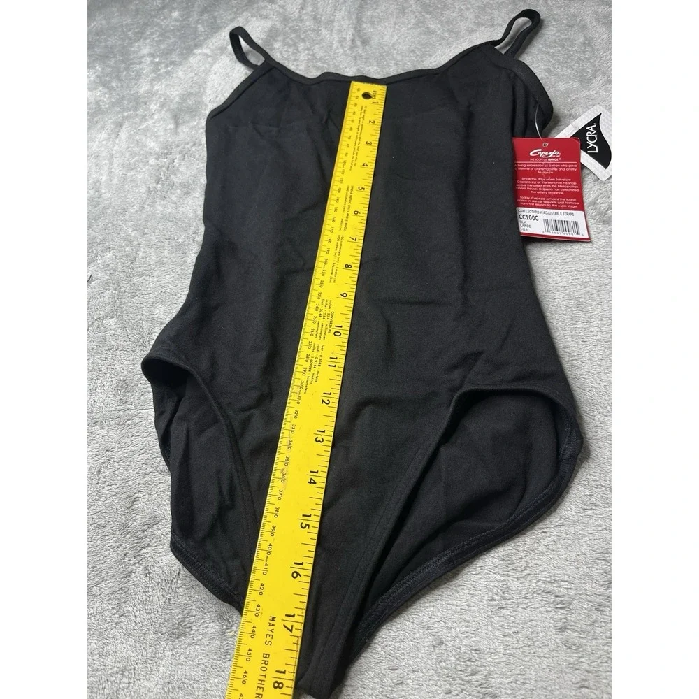 Capezio Kids Black Cami Leotard Adjustable Straps Cotton Lycra‎ CC100C Large